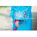 Boho Style Embroidered Assimetric Dress "Summer Birds" Turquoise/Pink